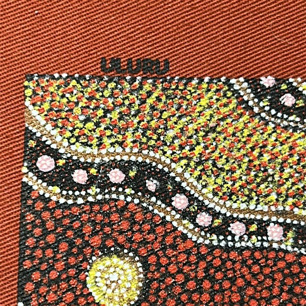 Uluru Aboriginal Art AUSTRALIA PRINT + Survival of the Kangaroos on Cotton Mat